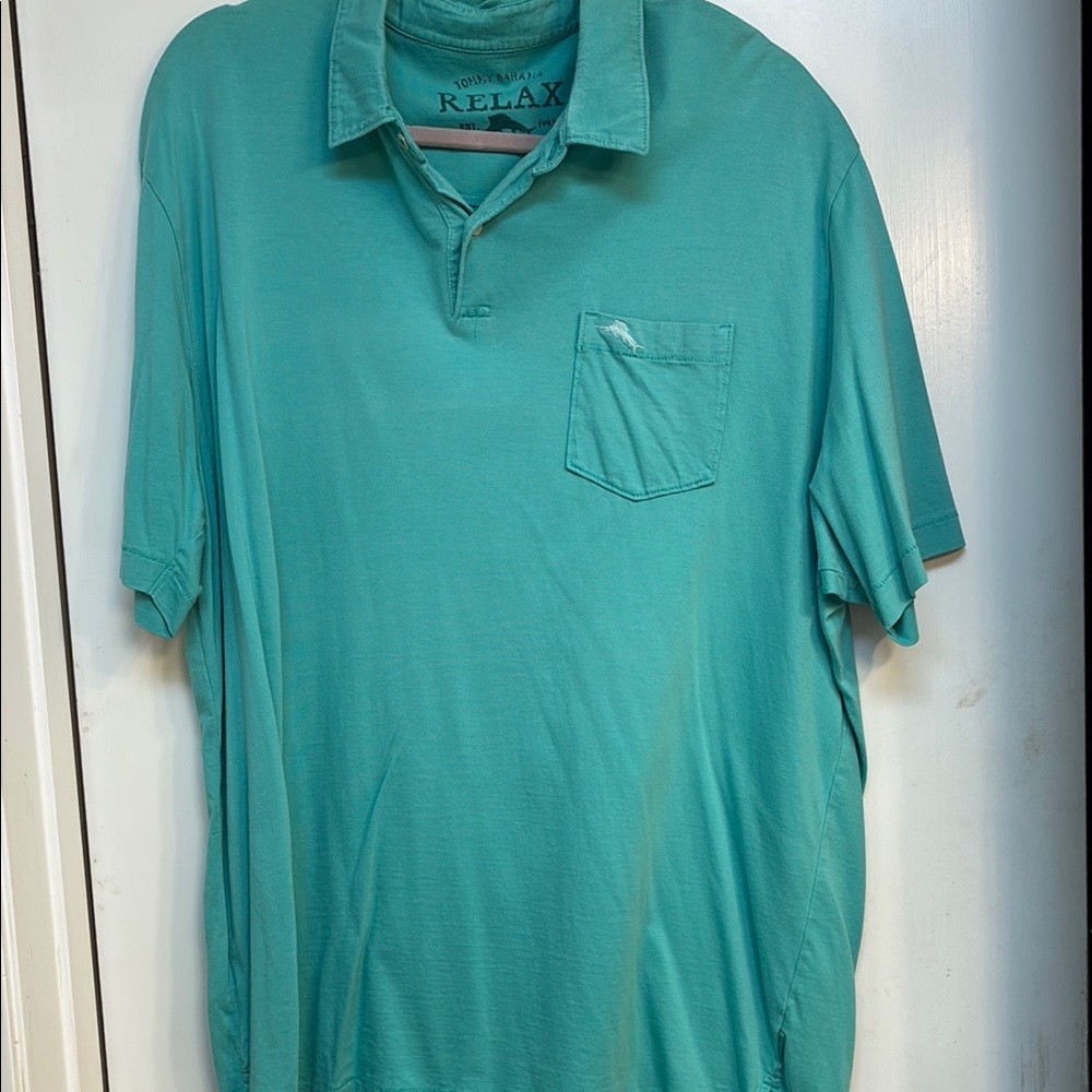 Tommy Bahama Blue Polo Shirt with Pocket Classic Fit